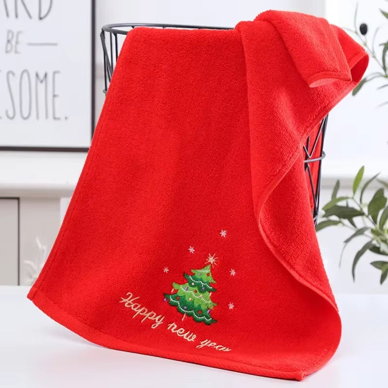 New Xmas Face Towel Christmas Decor Red Santa Claus New Year Gift Home Bathroom Washing Hand Face Towel Cloth Man Woman