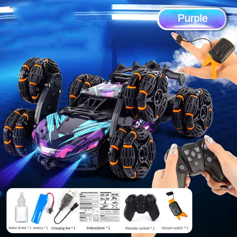 Six Wheels Dual RC Car Toy Spray Twisting Stunt Drift Car Gesture Sensing Remote Controlled Cars Toys for Children Adults