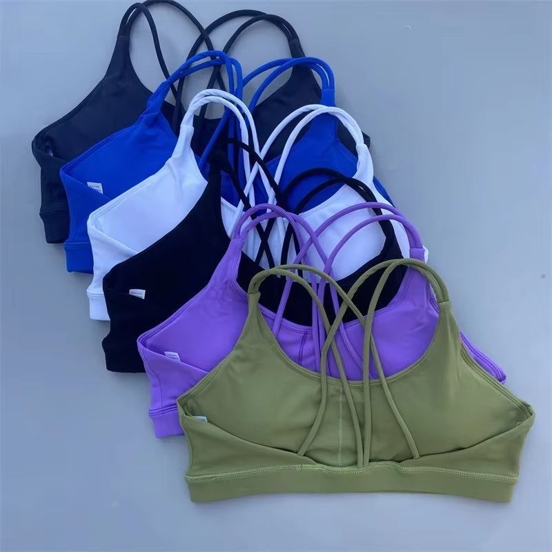 Solid Color Soft High Strength Women Fitness Bra Tight Sport Top Comprehensive Training Gym Yoga Underwear Tight with Chest Pad