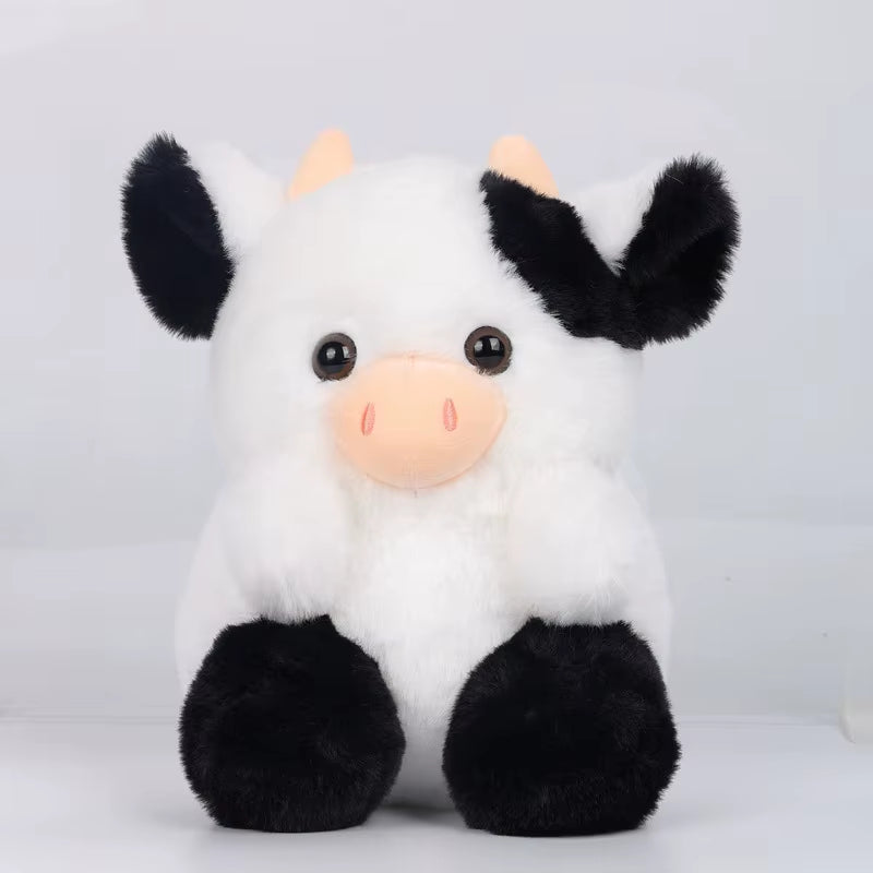 2024 New Cow Strawberry Doll Cute Cow Plush Toy Pink, Black Sitting Cow Plush as a Home Decoration Ornament for Your Girlfriend