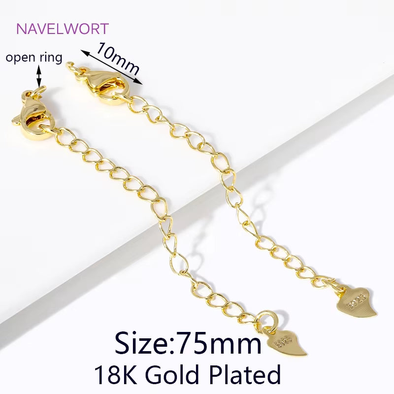 1/3/5Pcs/Lot 18K Gold Plated round Extension Chain for Jewelry Making,Tail Chain with Lobster Clasps DIY Jewelry Accessories