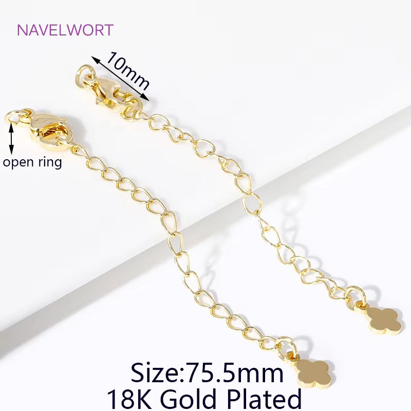 1/3/5Pcs/Lot 18K Gold Plated round Extension Chain for Jewelry Making,Tail Chain with Lobster Clasps DIY Jewelry Accessories