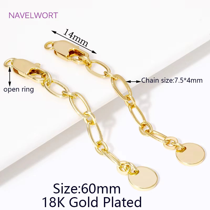 1/3/5Pcs/Lot 18K Gold Plated round Extension Chain for Jewelry Making,Tail Chain with Lobster Clasps DIY Jewelry Accessories