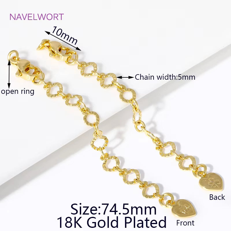 1/3/5Pcs/Lot 18K Gold Plated round Extension Chain for Jewelry Making,Tail Chain with Lobster Clasps DIY Jewelry Accessories