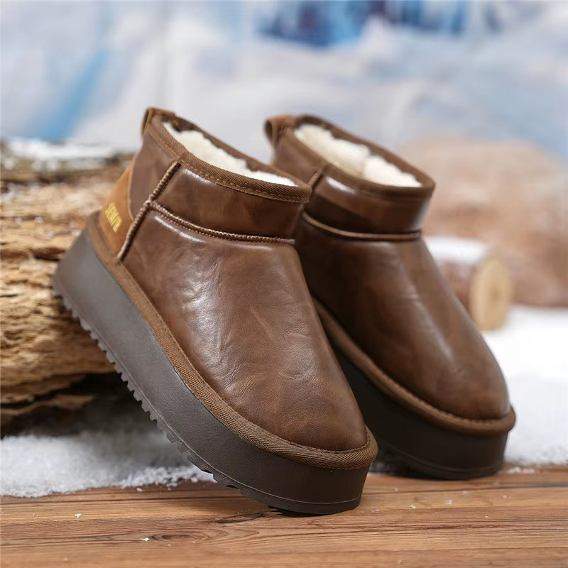 Snow Boots Women 2024 New Winter Styles with Thick-Soled Height-Increasing Warm Fleece and Thickened Cotton Shoes