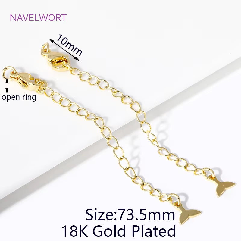 1/3/5Pcs/Lot 18K Gold Plated round Extension Chain for Jewelry Making,Tail Chain with Lobster Clasps DIY Jewelry Accessories