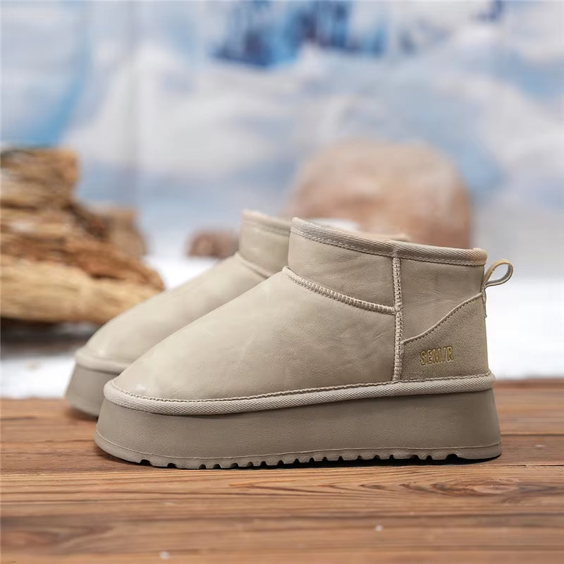 Snow Boots Women 2024 New Winter Styles with Thick-Soled Height-Increasing Warm Fleece and Thickened Cotton Shoes