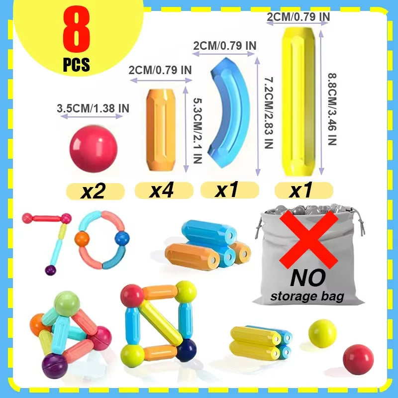 Kids Magnet Construction Set Magnetic Balls and Rods Sticks Building Blocks Montessori Educational STEM Toys for Children Boys