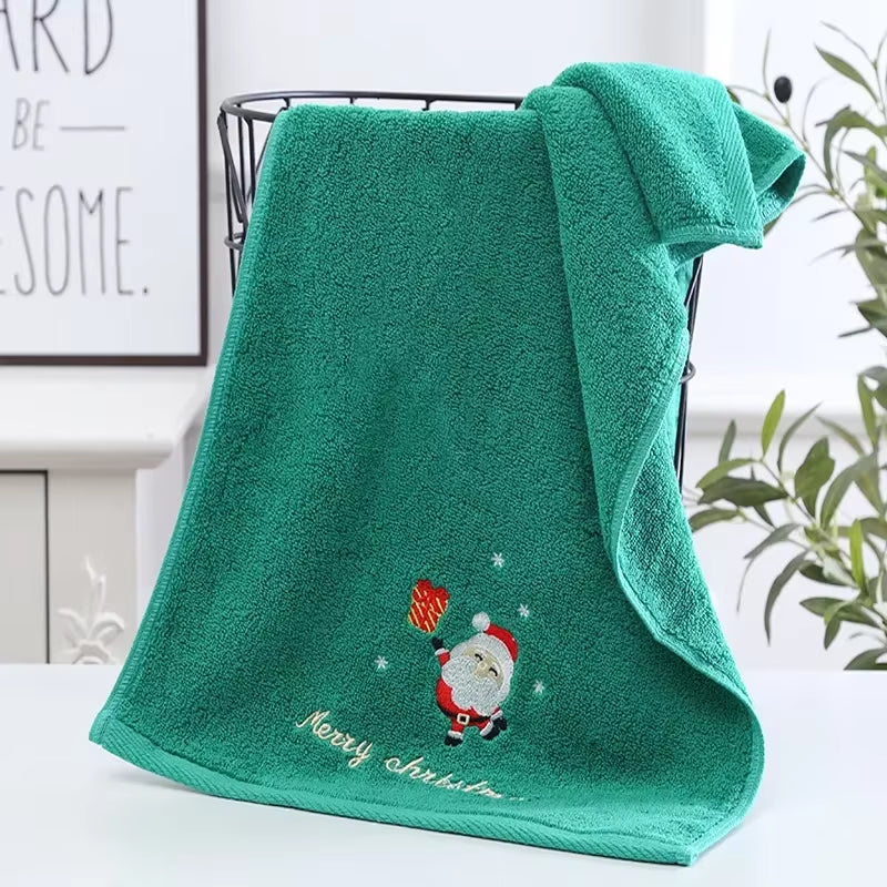 New Xmas Face Towel Christmas Decor Red Santa Claus New Year Gift Home Bathroom Washing Hand Face Towel Cloth Man Woman