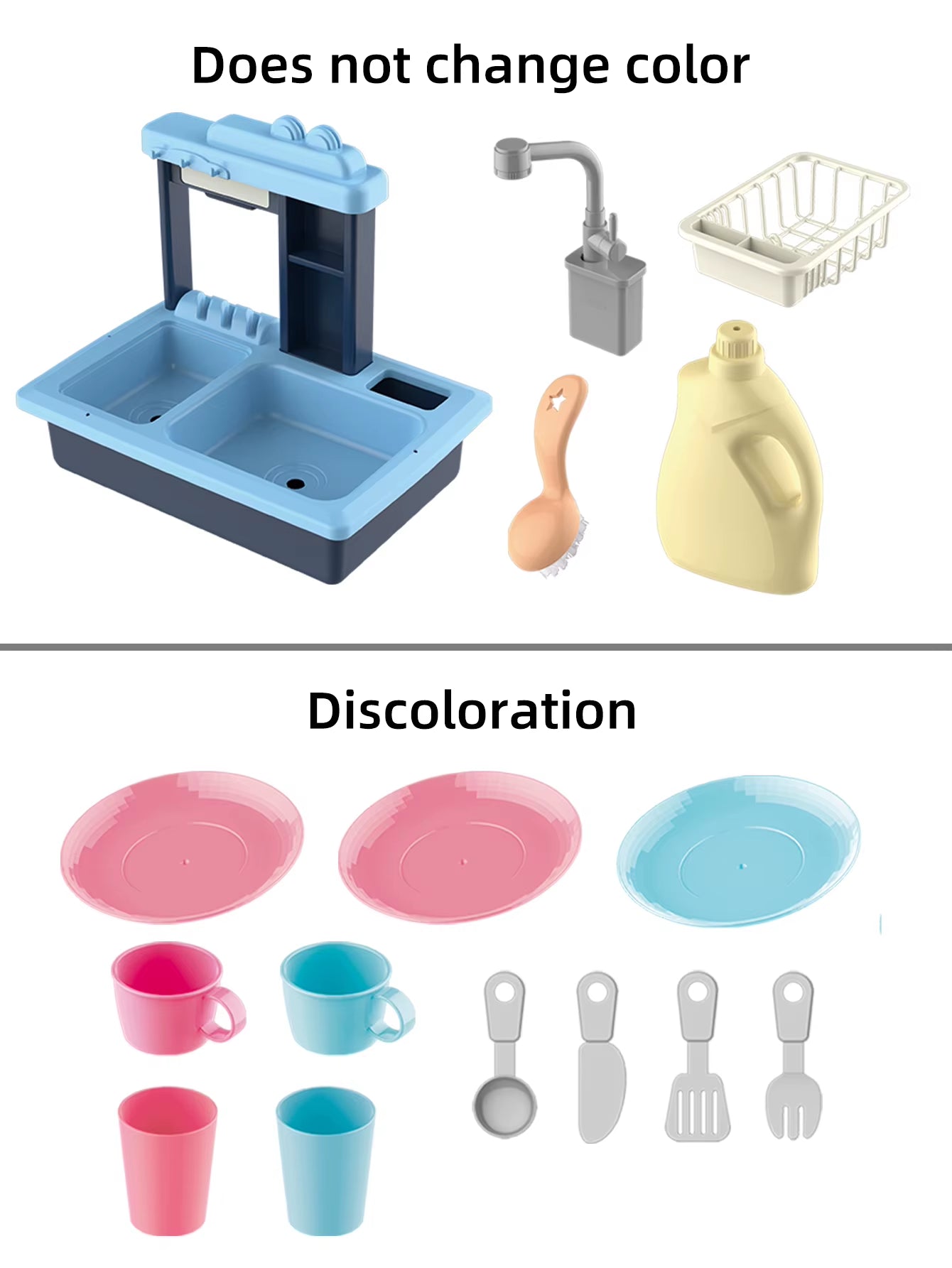 Colour Changing Kitchen Sink Playset Kids Electric Dishwasher Toys Automatic Water Circulation System