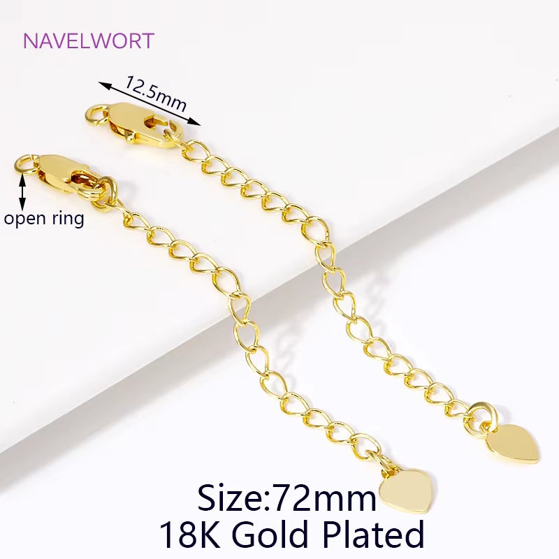 1/3/5Pcs/Lot 18K Gold Plated round Extension Chain for Jewelry Making,Tail Chain with Lobster Clasps DIY Jewelry Accessories