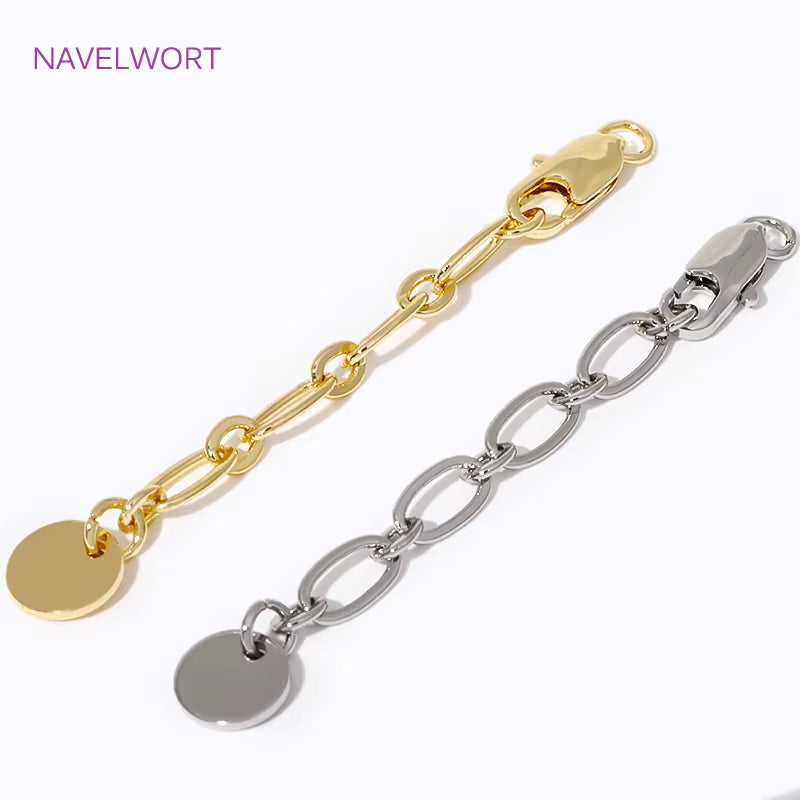 1/3/5Pcs/Lot 18K Gold Plated round Extension Chain for Jewelry Making,Tail Chain with Lobster Clasps DIY Jewelry Accessories