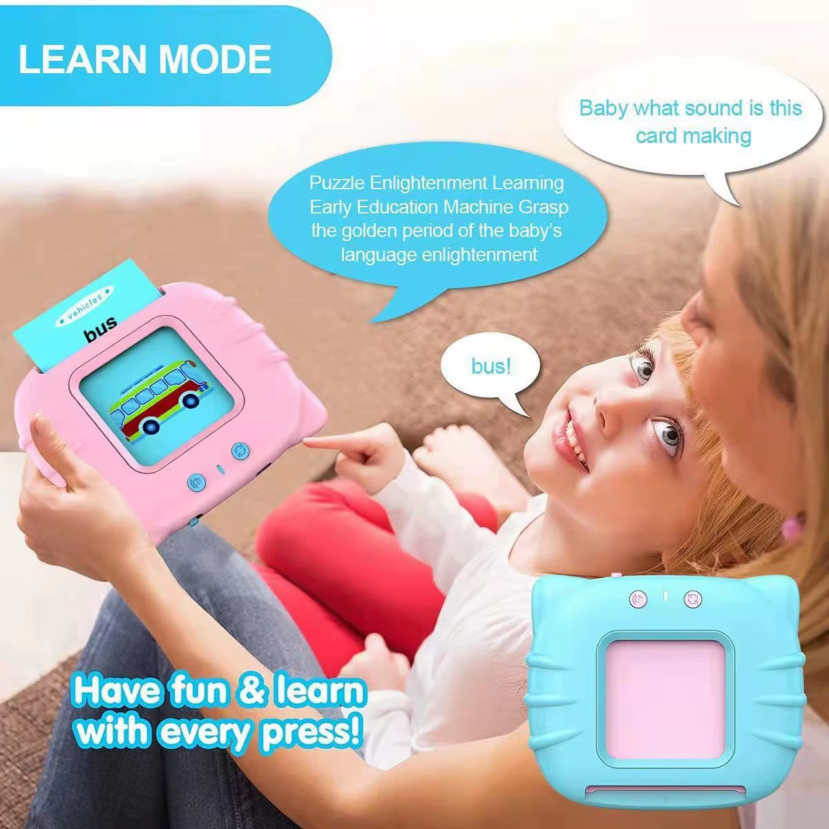 Smart Cards Learning Machine Talking Flash Cards Sight Words Early Educational Toddler Toy for Children English Electronic Book