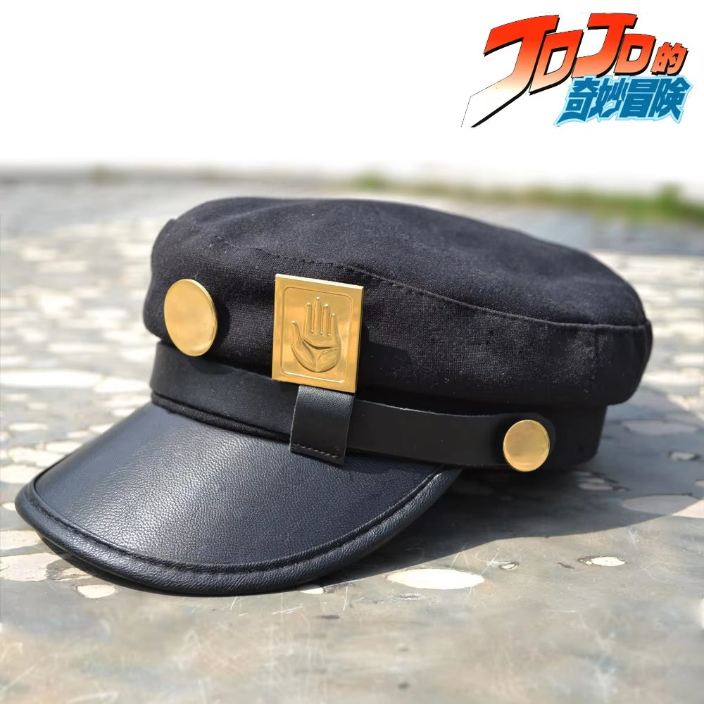 Japan Anime Jojo'S Bizarre Adventure Jotaro Kujo Metal Badge Shading Hat Joseph Army Military Cap Hat Halloween Cosplay Costumes