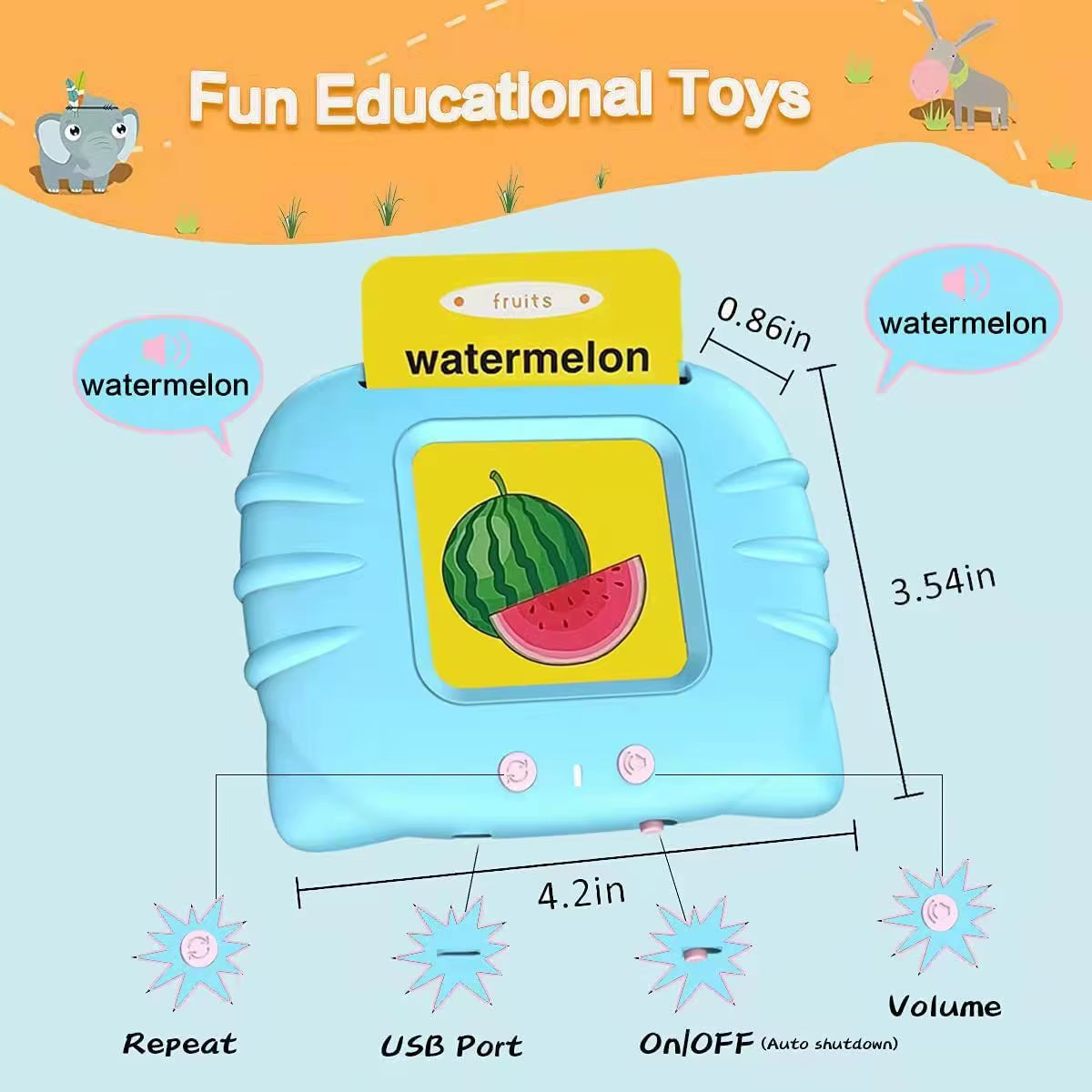 Smart Cards Learning Machine Talking Flash Cards Sight Words Early Educational Toddler Toy for Children English Electronic Book