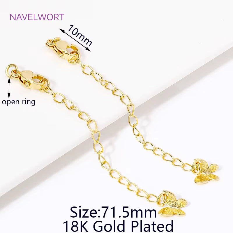 1/3/5Pcs/Lot 18K Gold Plated round Extension Chain for Jewelry Making,Tail Chain with Lobster Clasps DIY Jewelry Accessories