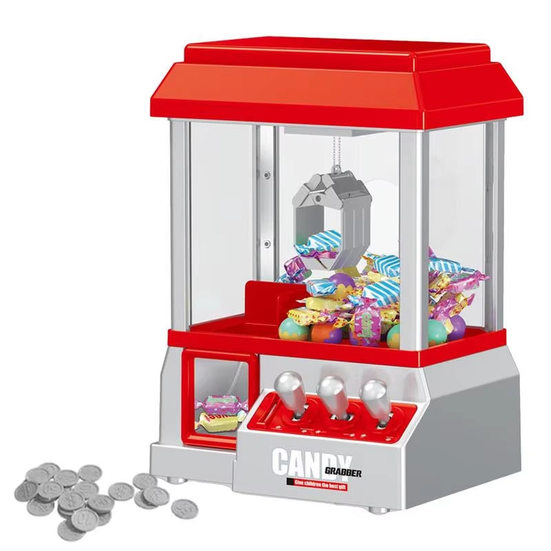 Mini Claw Machine Miniature Candy Grabber for Kids Cool Fun Mini Candy Grabber Prize Dispenser Vending Toy with 24 Game Coins