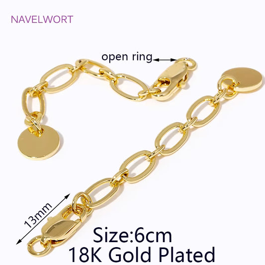 1/3/5Pcs/Lot 18K Gold Plated round Extension Chain for Jewelry Making,Tail Chain with Lobster Clasps DIY Jewelry Accessories