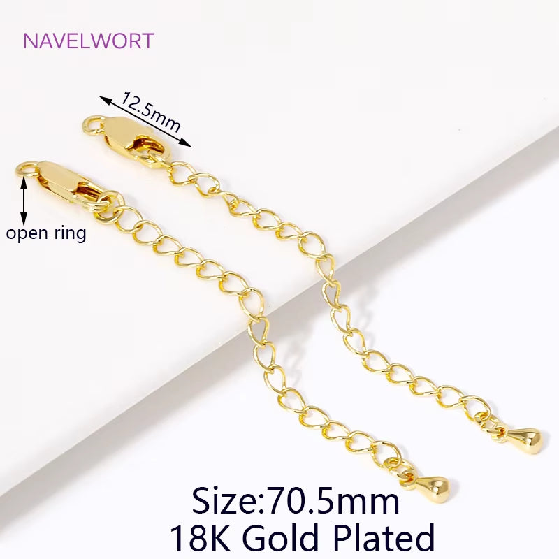 1/3/5Pcs/Lot 18K Gold Plated round Extension Chain for Jewelry Making,Tail Chain with Lobster Clasps DIY Jewelry Accessories