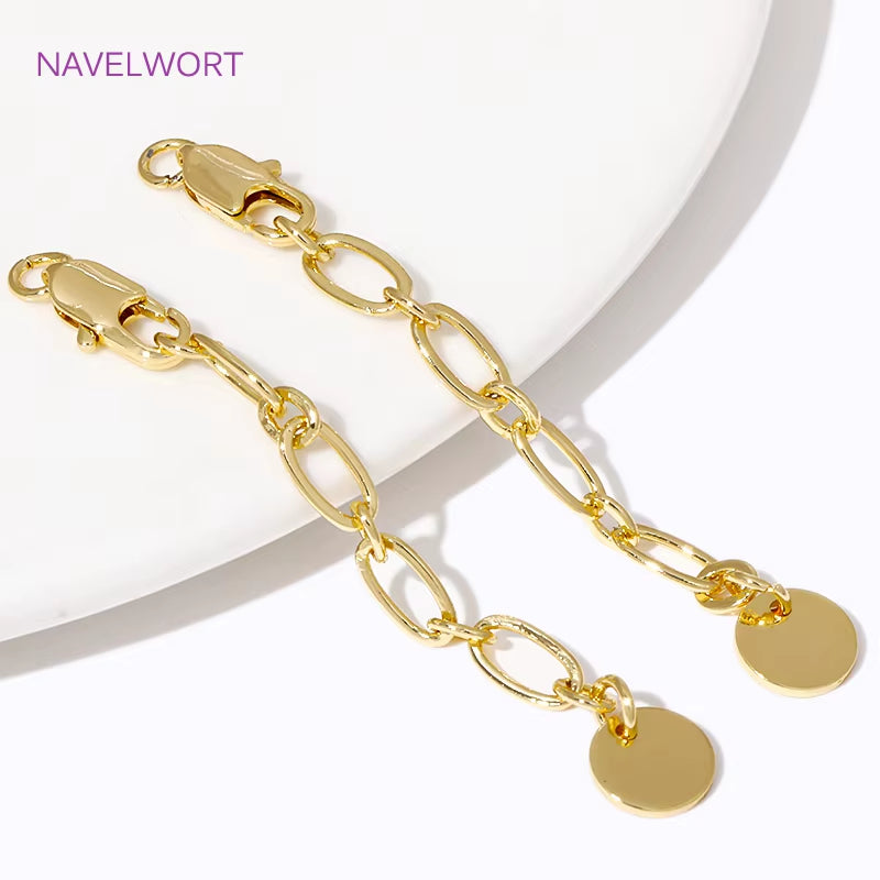 1/3/5Pcs/Lot 18K Gold Plated round Extension Chain for Jewelry Making,Tail Chain with Lobster Clasps DIY Jewelry Accessories