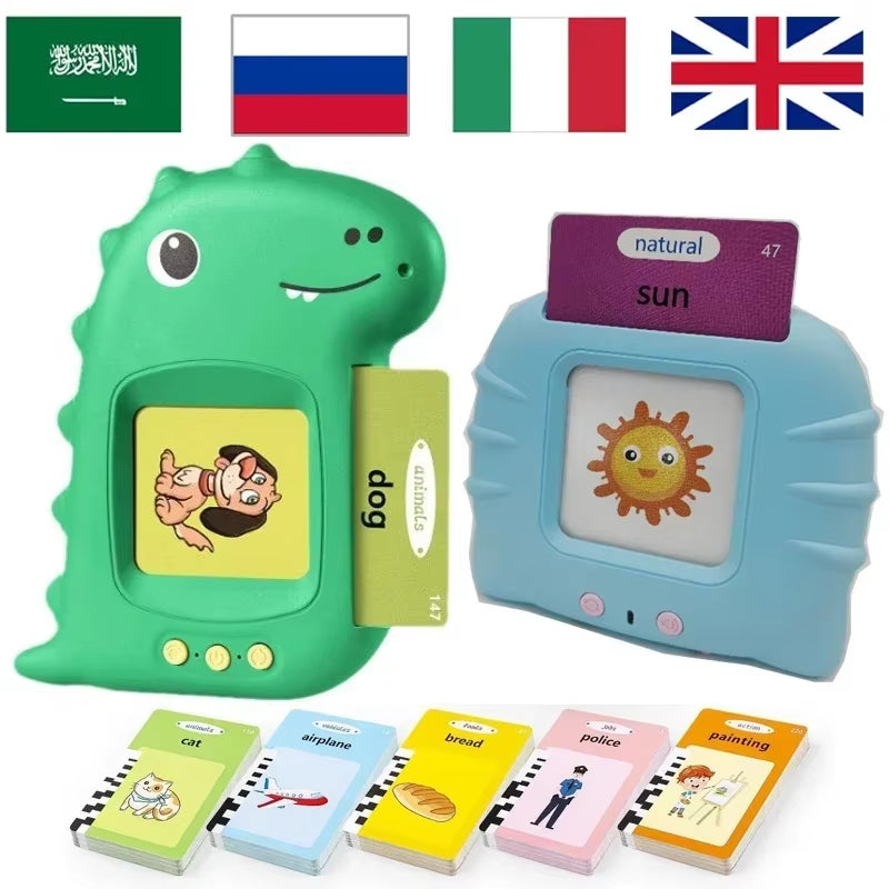 Talking Flash Cards Early Educational Baby Boys Girls Preschool Learning Reading Machine Interactive Gift Arabic Russian Italian