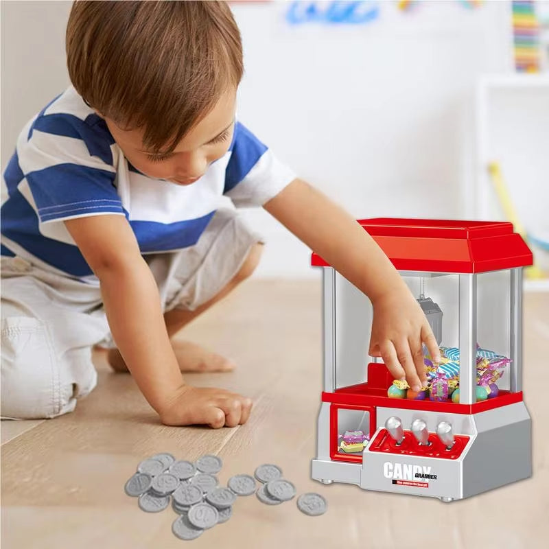 Mini Claw Machine Miniature Candy Grabber for Kids Cool Fun Mini Candy Grabber Prize Dispenser Vending Toy with 24 Game Coins