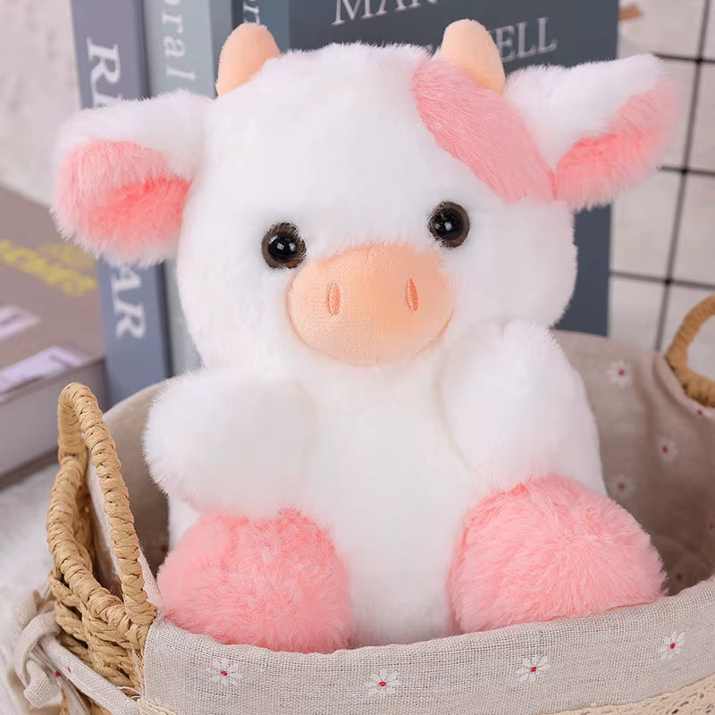 2024 New Cow Strawberry Doll Cute Cow Plush Toy Pink, Black Sitting Cow Plush as a Home Decoration Ornament for Your Girlfriend