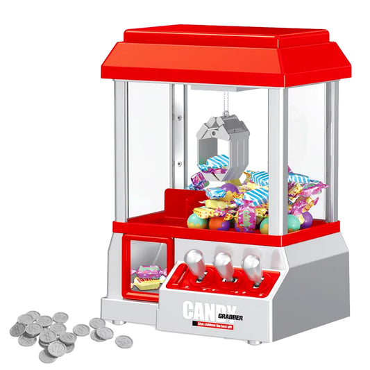 Mini Claw Machine Miniature Candy Grabber for Kids Cool Fun Mini Candy Grabber Prize Dispenser Vending Toy with 24 Game Coins