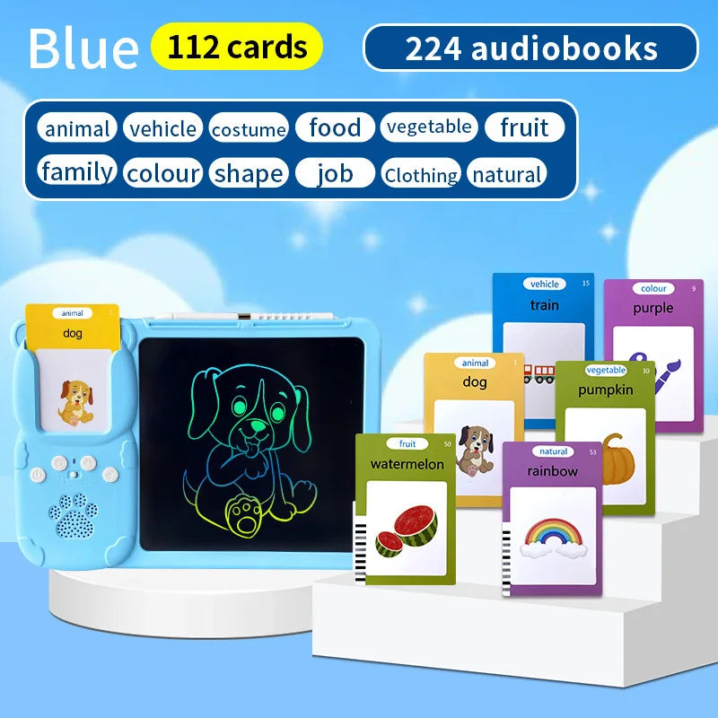 Educational Learning Talk Flash Cards Machine Early Education English Reading Audio Book Machine LCD Writing Drawing Board Toys