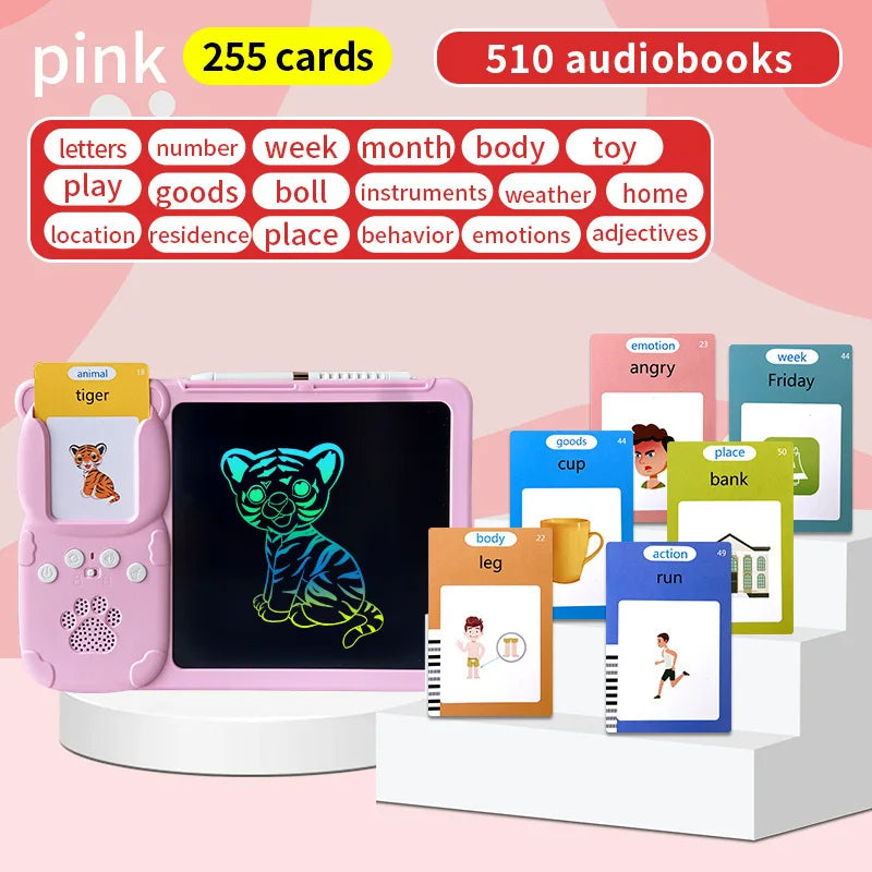 Educational Learning Talk Flash Cards Machine Early Education English Reading Audio Book Machine LCD Writing Drawing Board Toys