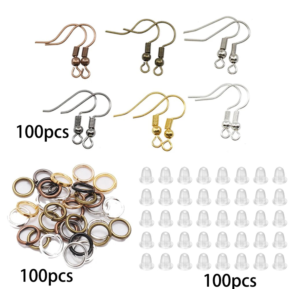 210-400Pcs/Box Jewelry Making Kits Lobster Clasp Open Jump Rings End Crimps Beads Box Handmade DIY Bracelet Necklace Findings