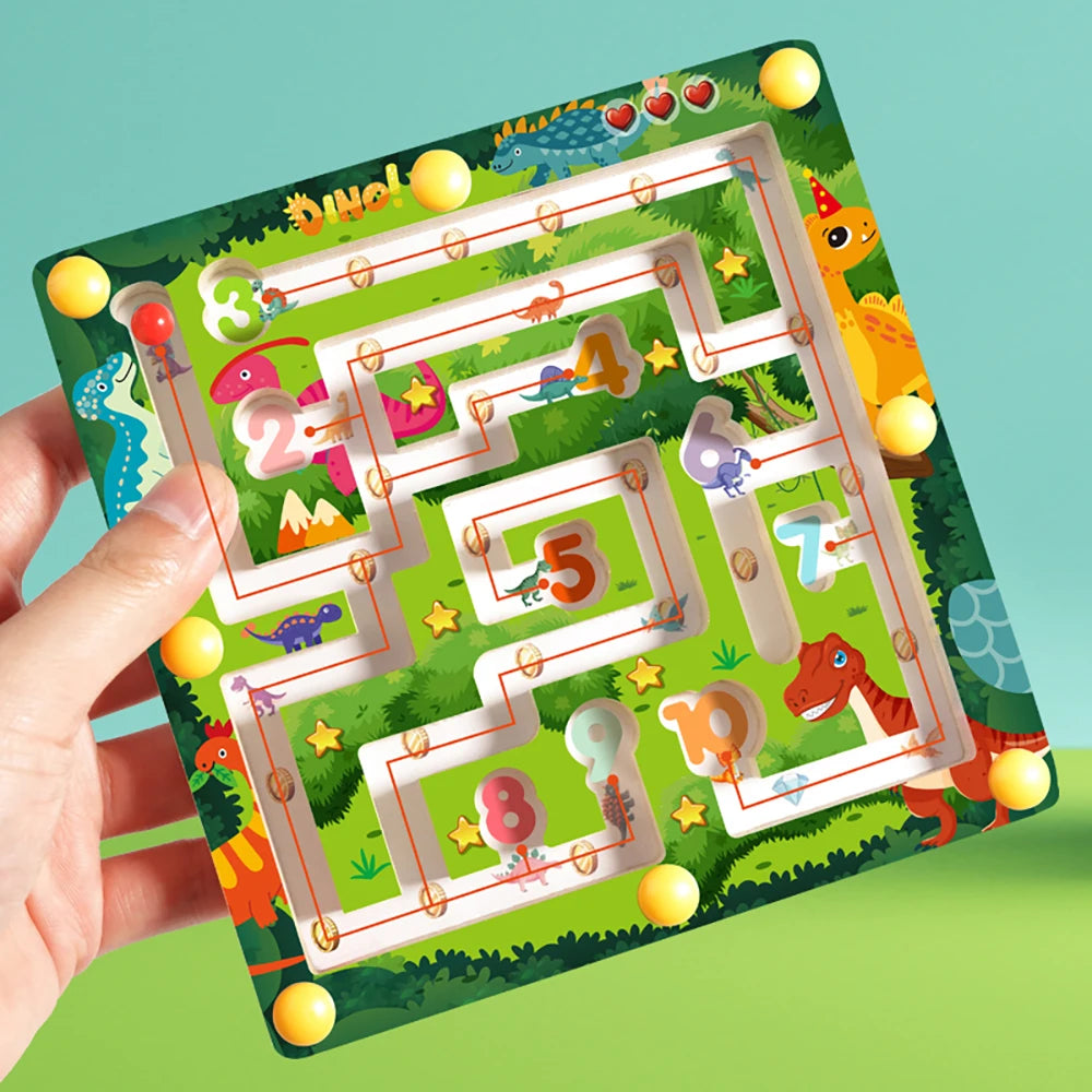 Magnetic Color and Number Maze Montessori Dinosaur Counting Matching Learning Puzzle Board Toddler Fine Motor Skills Travel Toys