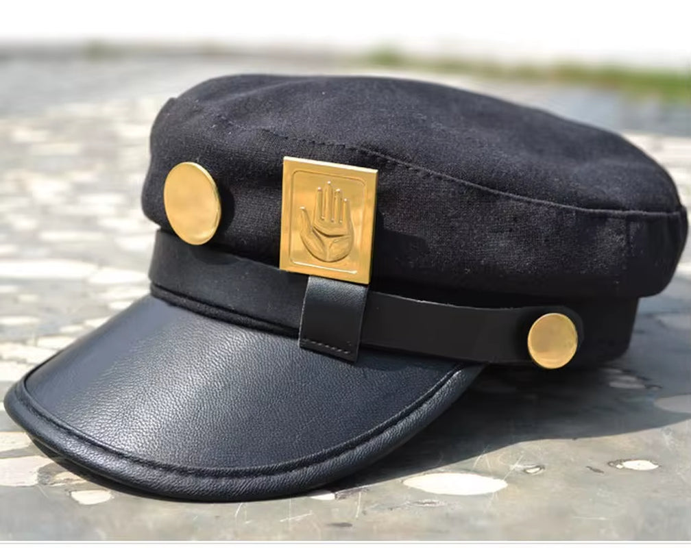 Japan Anime Jojo'S Bizarre Adventure Jotaro Kujo Metal Badge Shading Hat Joseph Army Military Cap Hat Halloween Cosplay Costumes