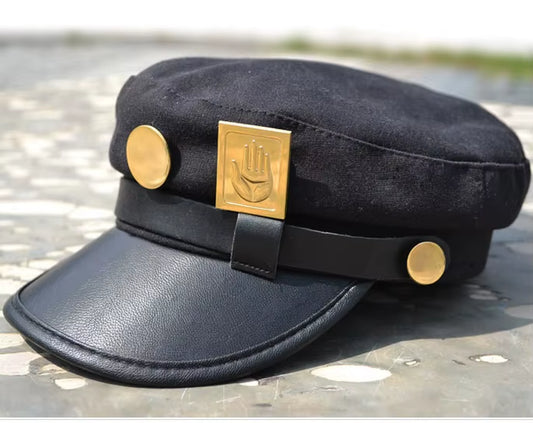 Japan Anime Jojo'S Bizarre Adventure Jotaro Kujo Metal Badge Shading Hat Joseph Army Military Cap Hat Halloween Cosplay Costumes