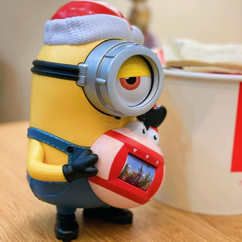 Genuine Minion Figure Storage Bucket Despicabler Doll Camera Toys Storage Bucket Universal Studios Christmas Toy Ornaments