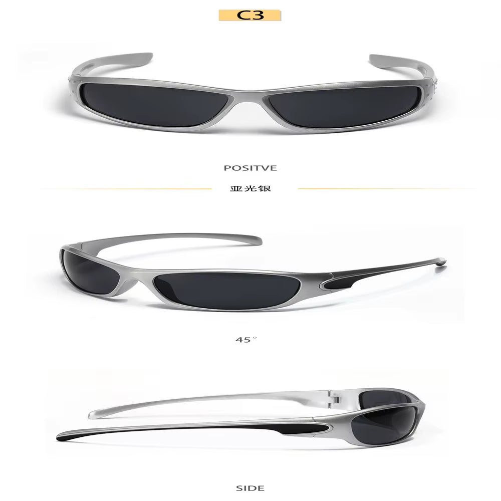 Y2K Silver Sunglasses Color Hollowed Out Future Sense of Technology Hot Girls Net Red Sunglasses Women Sunglasses Trendy Men