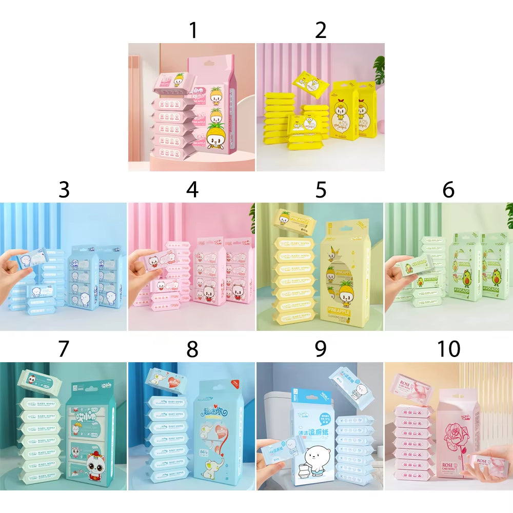 Soft Baby Wet Wipes Hand Mouth Cleaning Large Pack Freshing Cleaning Wipes Disposable High Quality Mini Portable Wipes Babies