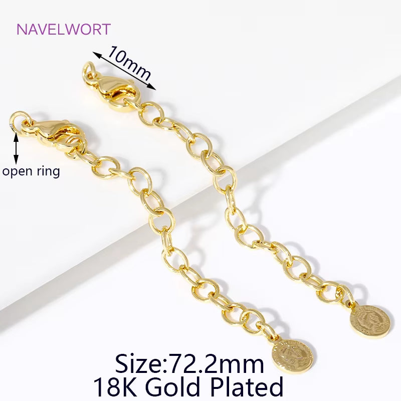 1/3/5Pcs/Lot 18K Gold Plated round Extension Chain for Jewelry Making,Tail Chain with Lobster Clasps DIY Jewelry Accessories