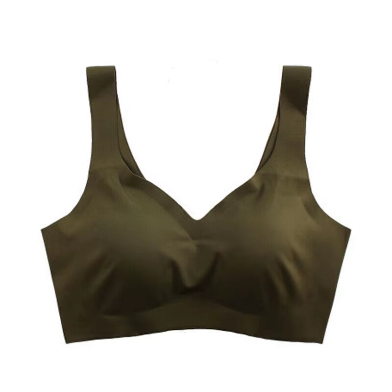 2024 Women Seamless Ice Silk Bra Removable Chest Pad Lifting Bralette Underwear No Steel Ring Breathable Push up Yoga Vest Bras