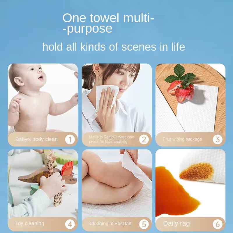 Baby Cotton Soft Towel Plain Weave 80 Disposable Face Wash Towel Baby Cotton Soft Towel Dry Wet Dual-Use Towel Can Wipe Buttocks