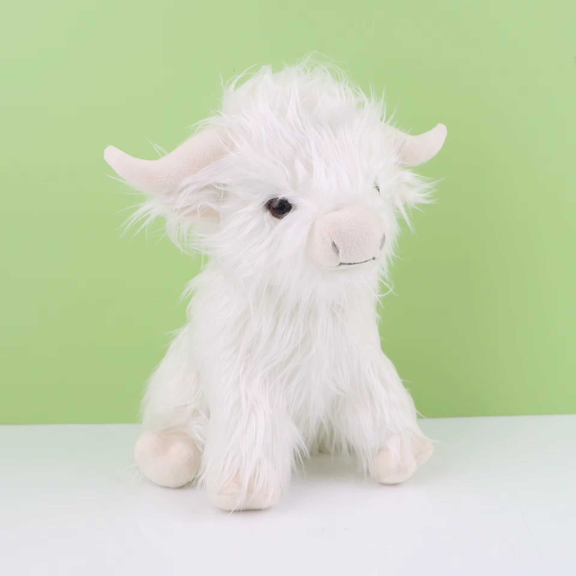 29Cm Kawaii Simulation Highland Cow Animal Plush Doll Soft Stuffed Cream Highland Cattle Plush Toy Kyloe Plushie Gift for Kids