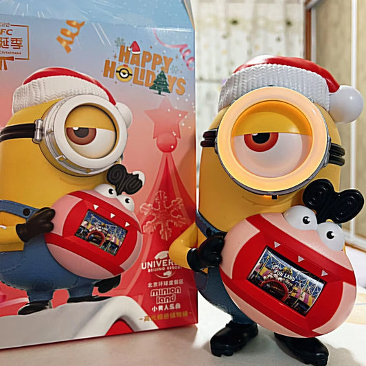 Genuine Minion Figure Storage Bucket Despicabler Doll Camera Toys Storage Bucket Universal Studios Christmas Toy Ornaments