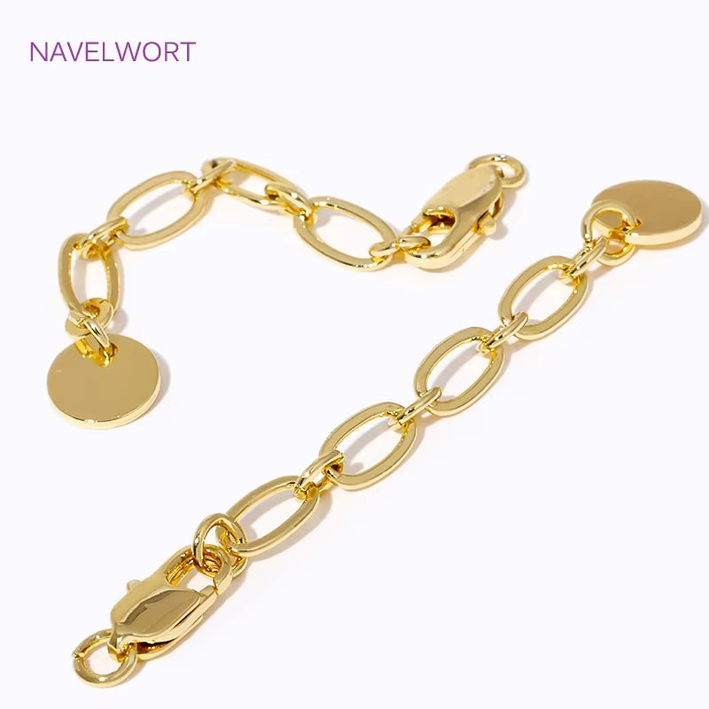 1/3/5Pcs/Lot 18K Gold Plated round Extension Chain for Jewelry Making,Tail Chain with Lobster Clasps DIY Jewelry Accessories