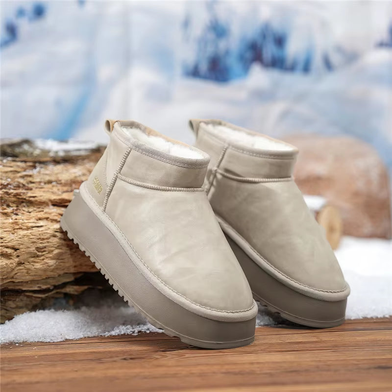 Snow Boots Women 2024 New Winter Styles with Thick-Soled Height-Increasing Warm Fleece and Thickened Cotton Shoes