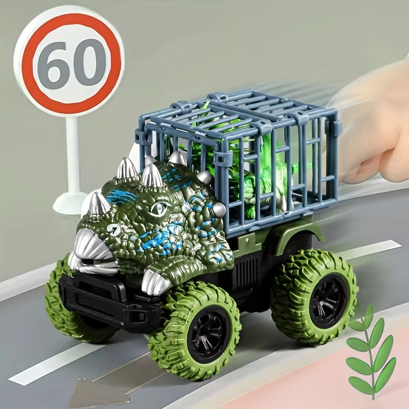 Pull Back Dinosaur Truck Toys Car Transport Truck Toys with Dino Figures for Boys Toddlers T-Rex Dinosaur Games Monster Truck