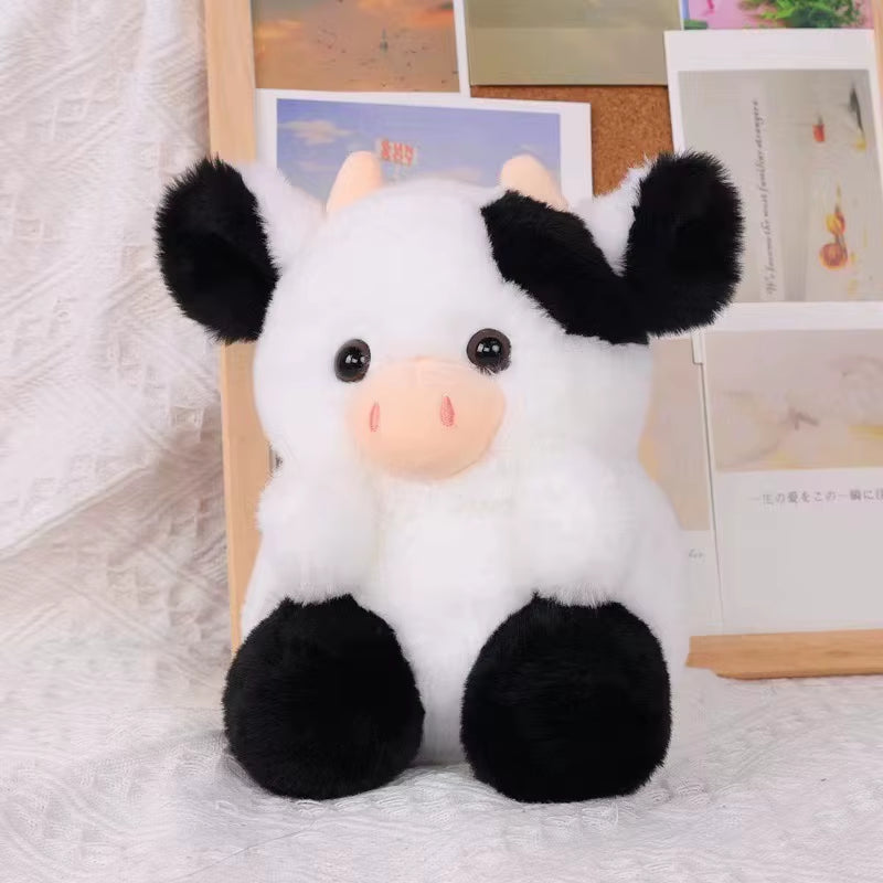 2024 New Cow Strawberry Doll Cute Cow Plush Toy Pink, Black Sitting Cow Plush as a Home Decoration Ornament for Your Girlfriend